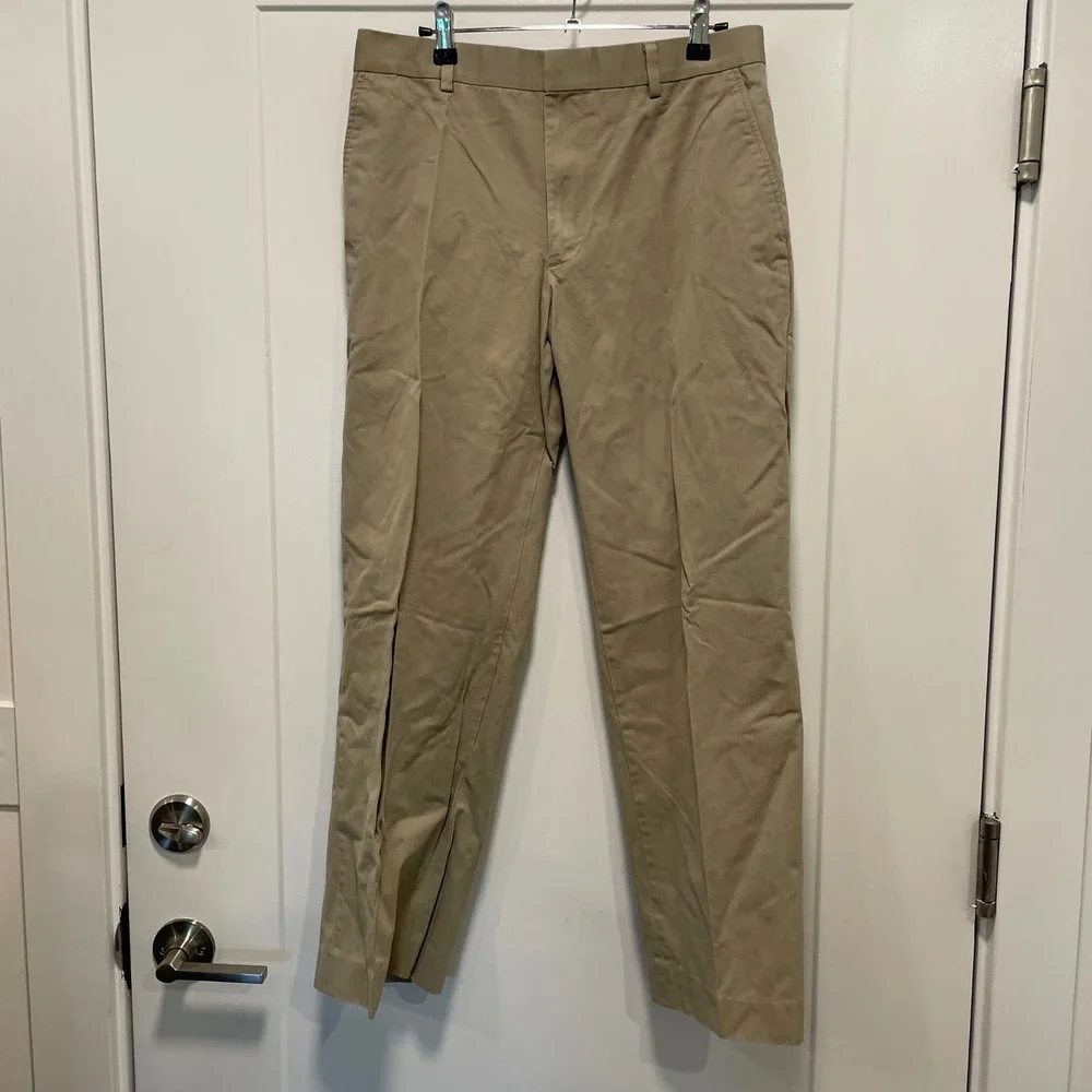Banana Republic Modern Fit Chinos Men 34x30 Khaki Tessuti di Sondrio Cotton Pant